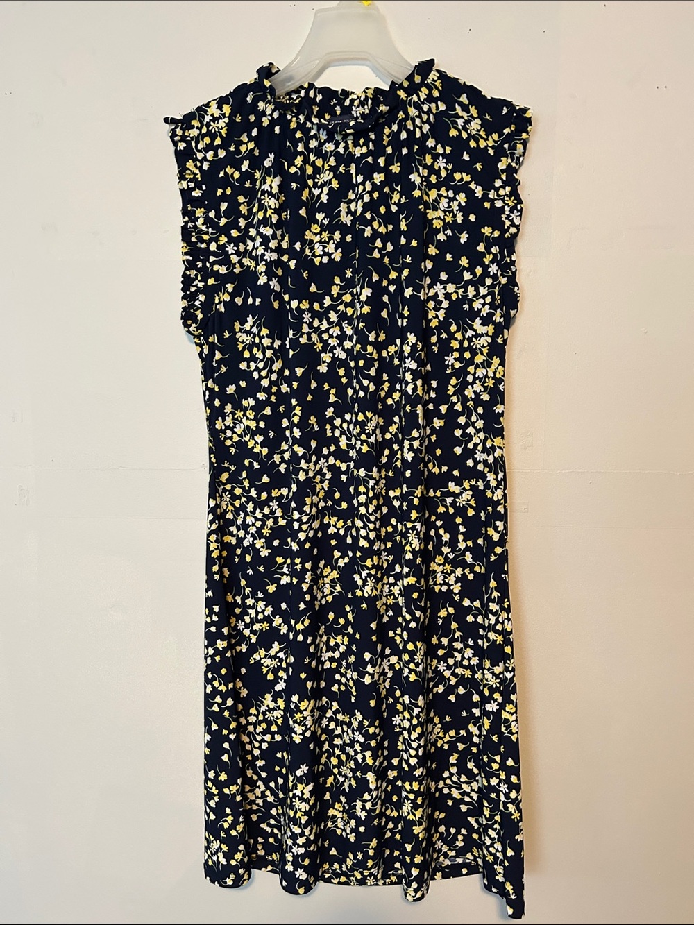 Tommy Hilfiger Navy Midi Dress with Yellow & White Floral Print